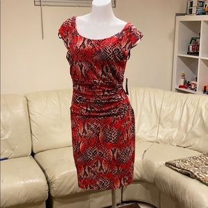 Bisou Bisou Red/Coral/Black Dress NWT